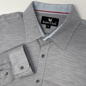 Butter Cloth Long Sleeve Button‎ Shirt Men's XL Geometric Print